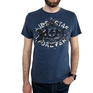 Y2k Express Men's Navy Blue Regal Graphic T-Shirt Small
